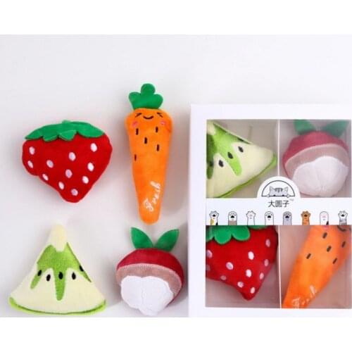 4pcs/box Fruit Cat Toy Catnip Interactive Plush Stuffed Chew Pet Toys Claw Cat Mint Teeth Cleaning Toy For Cat Pet Products