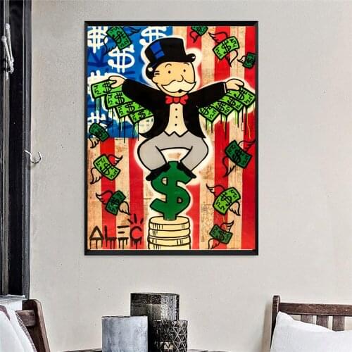 Alec Monopolyingly with Money Swings Canvas Street Art Prints Picture Modular Paintings For Living Room Poste Wall Home Decor