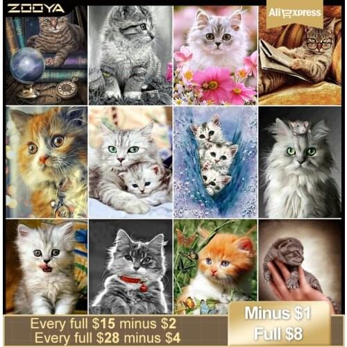 Zooya Diamond Painting Cat Diamond Embroidery Full Square Picture Of Rhinestones Cross Stitch Mosaic Animals Beads Art Jh051