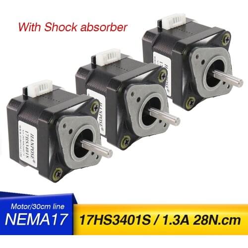 Free shipping 3PCS 17HS3401S with Shock absorber 4-lead 42 motor 28N.CM 1.3A CE ROSH ISO CNC Laser Nema 17 12V Stepper Motor