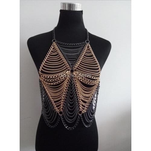 FREE SHIPPING NEW STYLE B732 Women Rock Gold&Gray Plated Chains Unique Design Mix Colored Body Chains Jewelry B732
