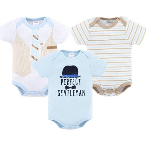 2020 Newborn Baby Boys Bodysuits 3 pcs/set Gentleman Design Cotton Summer Boy Clothes 0-12 months Infant Clothing