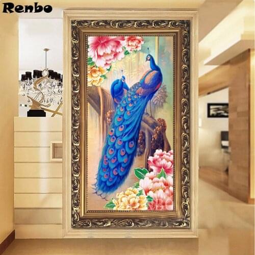 Large diy Diamond Painting peacock couple 5d Cross Stitch Diamond Mosaic Rhinestones Embroidery flowers Full Square Round drill