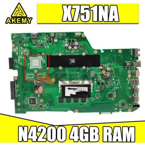 X751NA Motherboard For ASUS X751NA X751NC X751NV X751N Laptop Motherboard Celeron N4200 4GB RAM 100% original Mainboard GM