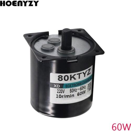 220V AC 60W Gear Motor 80KTYZ Permanent Magnetic Synchronism Motor 5RPM/10RPM/15RPM/20RPM/30RPM/50RPM Bracket