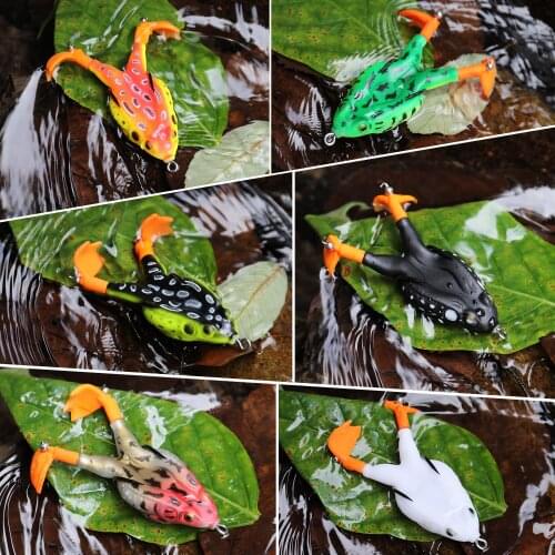 Sougayilang 6 Pcs Soft Frog Fishing Bait 9cm Soft Silicone Fishing Frog Lure Double Propellers Frog Topwater Floating Frog Bait
