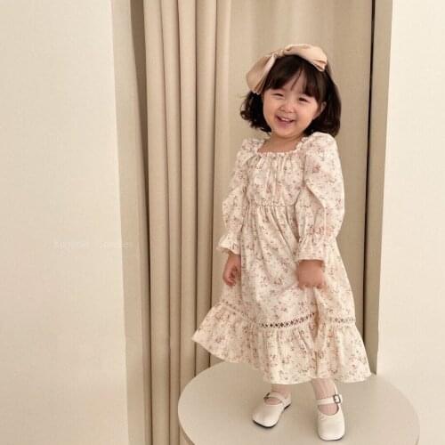 2021 autumn new childrens wear Korean girls' floral skirt childrens Korean Dress Girls' court dress
