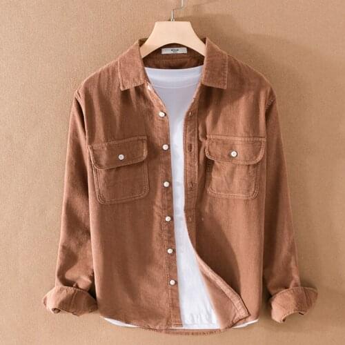 2021 New Suehaiwes brand Italy cotton corduroy long sleeve shirts for men casual fashion autumn shirt men top camisa chemise