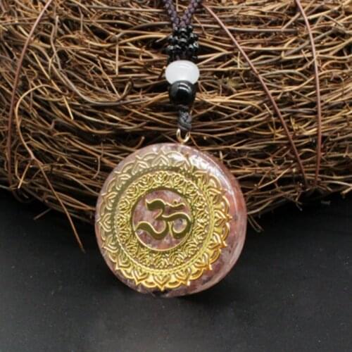 Orgo Energy Natural Crushed Stone Synthetic Crystal Organ Pendant Watermelon Rune Necklace Jewelry Accessories Gift