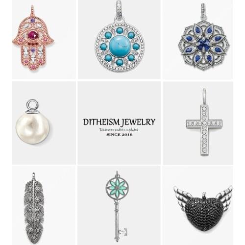 Blue Stone Ornament Karma Beads Pendant, 2018 Fashion Jewelry 925 Sterling Silver Trendy Gift For Women Girls Fit Necklace