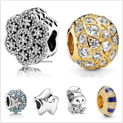 Authentic 925 Sterling Silver Smooth Cute Isa The Star Charm Beads Fit Pandora Bracelet & Necklace Jewelry