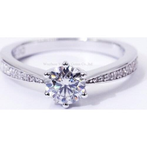 Tianyu Gems Silver Rings 5.0mm/6.5mm Moissanite Diamonds Wedding Fine Jewelry Round White Germstones Finger Ring Gifts for Women