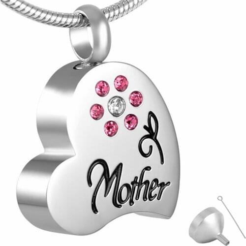 Cremation Jewelry for Ashes for Mom Stainless Steel Crystal Flower Heart Shape Ash Keepsake Memorial Jewelry