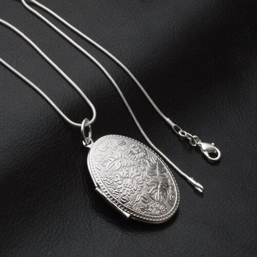 Vintage Photo Locket Necklace 925 Sterling Silver Jewelry Pendant Necklace Women Gift Fast Shipping
