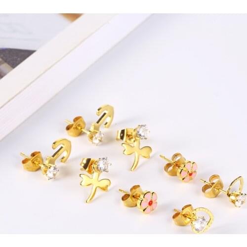 OUFEI Stainless steel Jewelry Woman Vogue 2019 Crystal Stud Earrings for Women Fashion Jewelry Accessories Wholesale lots bulk