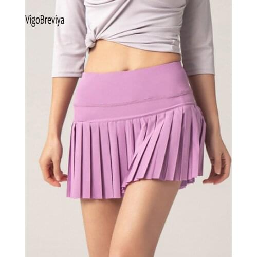 VigoBreviay 2021 Womens Sports Tennis Skirts Golf Skirt Shorts Fake 2 pieces High Waist Gym Running Workout Pocket Sport Short