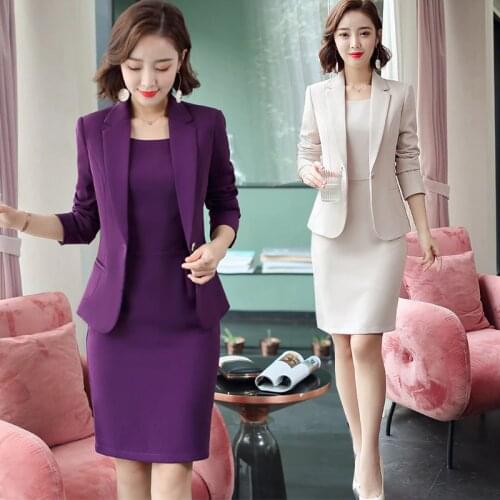 Women Formal Blazer Dress Suits Business Work Uniform Office Lady Professional Wear Two Piece Set Suit Dress Female Fashion 2020