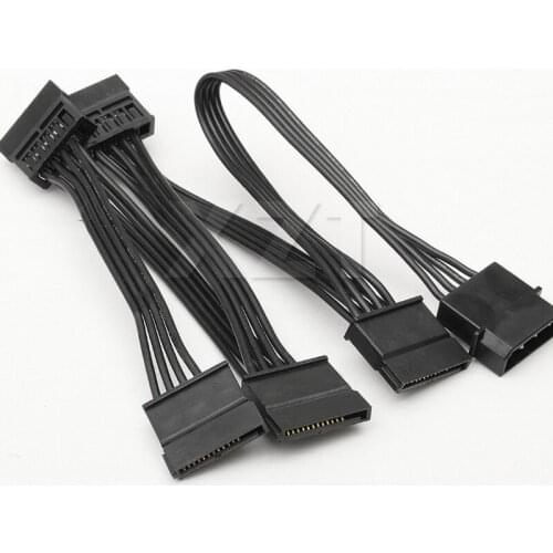 100pcs lots 4Pin IDE Molex to 5-Port 15Pin SATA Power Cable Cord Lead 18AWG Wire For Hard Drive HDD SSD PC Server