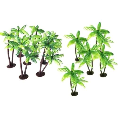 12Pcs Plastic Coconut Palm Tree Miniature Plant Pots Bonsai Craft Micro Landscape DIY Decor