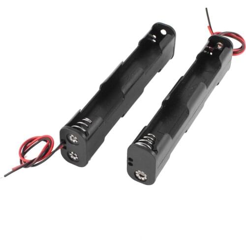 2 Pcs Dual Layers Black Plastic 4 x AA 6V Battery Holder Case w Leads