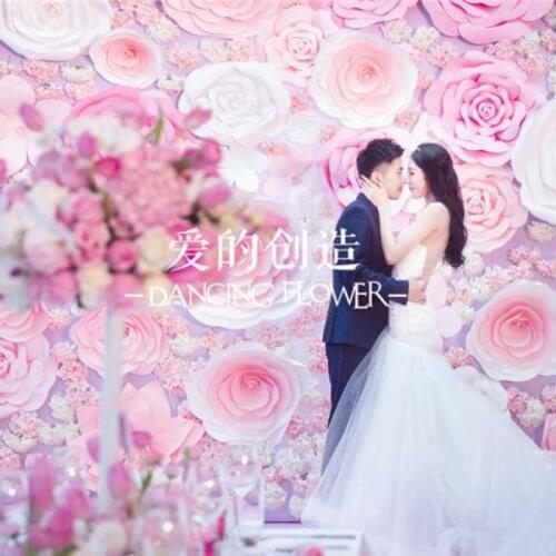 38PCS Giant Paper Flowers+ 120pcs Silk Flowers SET Handmade flores Window Display Wedding Backdrop Photo Studio Background