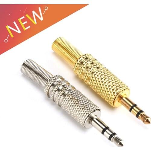 5pcs 3.5 jack 3Poles Plug Connector Stereo Metal 3.5 Plug & Jack Adapter With Spring Solder Wire Terminals