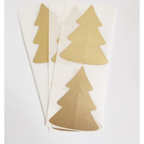 50pcs Gold Christmas Tree SCRATCH OFF Stickers For Christmas Gift/Reward/Coupon/Surprise Postcard