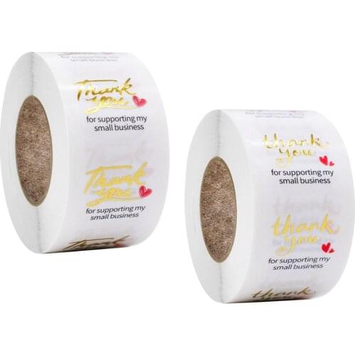 500pcs 1 " Transparent Thank You For Supporting My Small Business Stickers Circle PVC Label Festival Party Decor