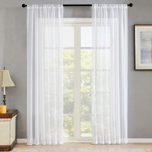 9 Colors Customized Living Room White Tulle Curtain Translucent Gauze Sheer Curtain Bedroom Window Screening Finished Fabric
