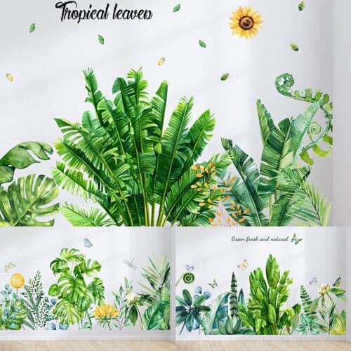 Large Green Leaf Wall Stickers for Bedroom Living room Wall Decor Kitchen Room Decoration Wall Decals Home Decor Room Decor