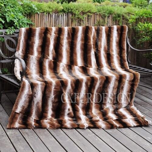 CX-D-58 Super Soft Chinchilla Dyed Real Rex Rabbit Fur Blanket ~Drop Shipping