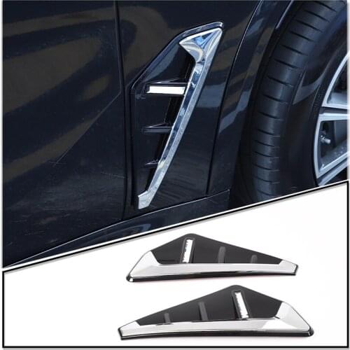 Car Styling ABS Piano Black Car Shark Gill Side Fender Vent 3D Sticker For BMW X5 G05 X5M F95 2019-2021 Car Accessories