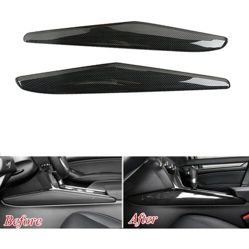 For Honda Accord 10th 2018 2pcs ABS Carbon Fiber Style Car Console Gear Shift Panel Cover Trim Decorative Car Styling Accessory