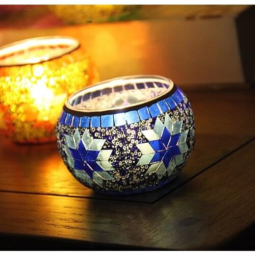 European color snowflake mosaic glass candlestick romantic candlelight dinner bar restaurant decoration