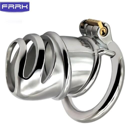 FRRK Chastity Device Cockcage Metal Cage BDSM Bondage Penis Ring Lock Male Cage Sex Toys For Men Chastity Belt Adult sex Product