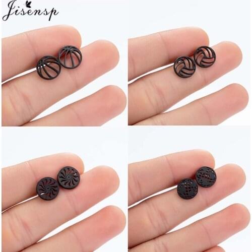 Jisensp K-pop Style Stainless Steel Basketball Earrings Geometric Round Earrings Fashion Jewelry for Women Men Party Gift