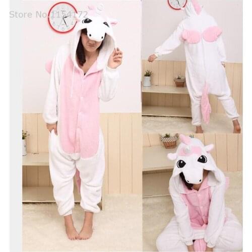 Kigurumi Pink Unicorn Cartoon Animal Onesies Pajamas Costume Cosplay Pyjamas Adult Onesies Party Dress Halloween Pijamas