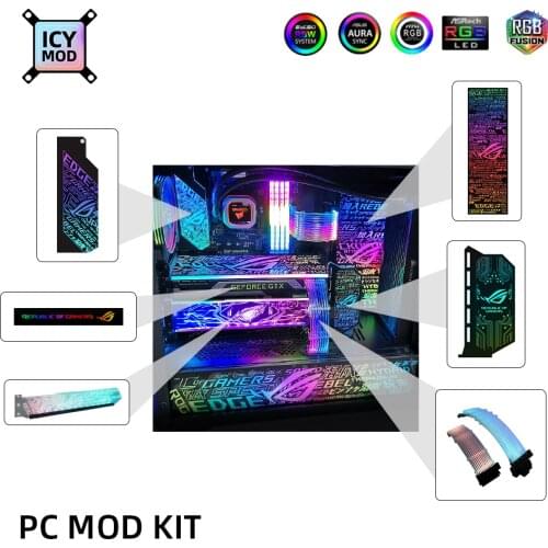 PC MOD Set Lighting Panel Kit DIY ARGB VGA Bracket GPU RGB Decoration IO Panel A-RGB Extension Customize Water cooling Custom