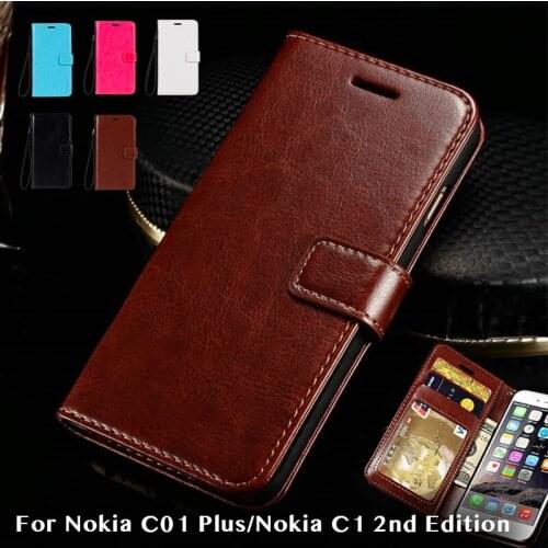 Leather Flip Case For Nokia C01 Plus Card Holder Silicone Photo Frame Case Wallet Cover For Nokia C1 2nd Edition Business Case