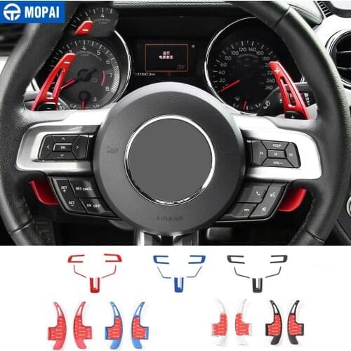 MOPAI Car Interior Steering Wheel Shift Paddle Gear Shift Decoration Cover Trim Stickers for Ford Mustang 2015 Up Car Styling