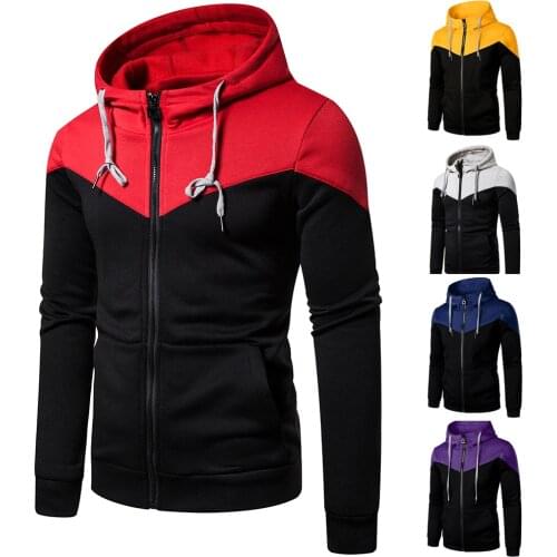 Men Hoodie Two-Color Splice Zipper Hoodie Street Fashion Matching Trend Hoodie Sweatshirt For Men Hoodie