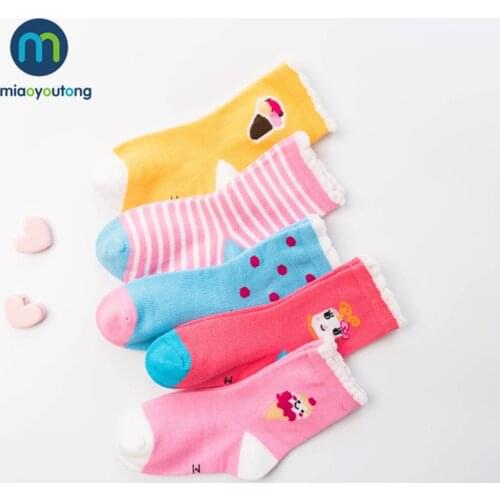10 Pieces/Lot 5 Pair Ice Cream Letter Lovely Safe Comfort Skarpetki Boy Newborn Socks Kids Cotton Baby Socks Girl Miaoyoutong