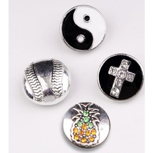 NEW Baseball cross yin yang 12mm metal snap button MS543