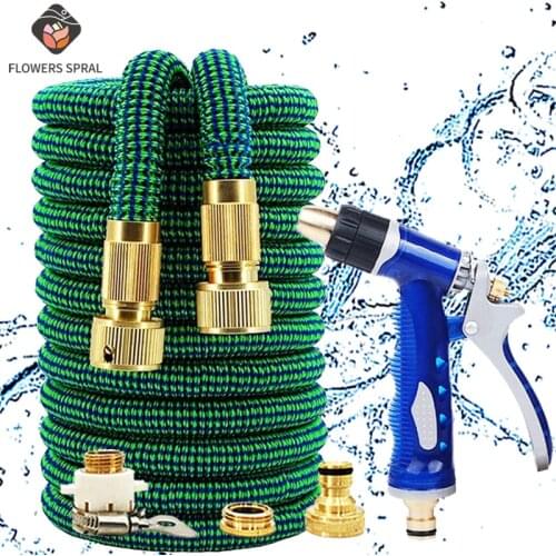 The New For Garden Car Wash 17FT-150FT Flexible Garden Hose Garden Watering Gun Outdoor Irrigation Hoseextendable Hose 30 Meters