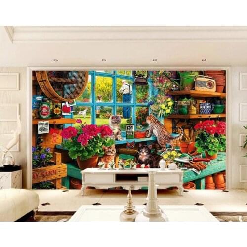 Custom Photo Wallpaper Living Room cut cats Wall Murals For kids Room garden design Wall Papers Home Decor