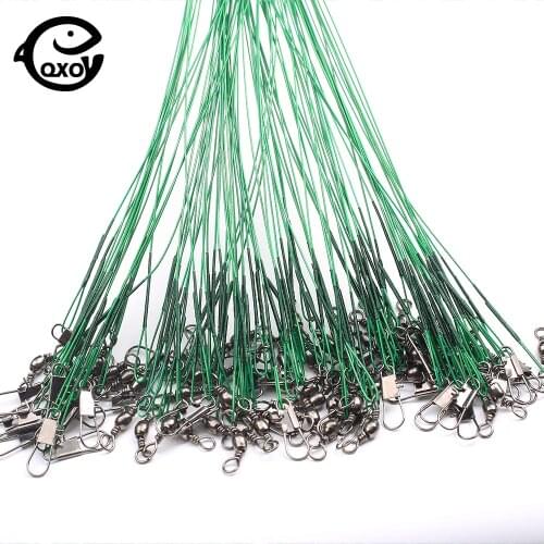 QXO 20pcs/lot Fishing Line Accessories Tools Anti Bite Steel Fishing Line Steel Wire Leader With Swivel Lead Core Leash