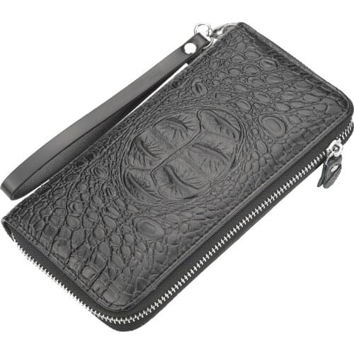 Vintage Crocodile Clutch Wallet Men luxury Pu leather Handbag Wallets Male Business Casual Phone Bag Zipper Card Holder Bag