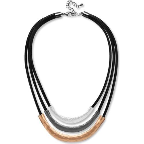 ELOYHI Women Double Collar Choker Leather Rope Necklace Geometric For Women Trendy Neckalce&Pendants Gift