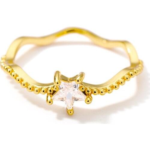 Vintage Star Geometry Wave Ring Crystal Zircon Delicate Charm Flower Rings for Women Couple Finger Ring Wedding Jewelry Gifts