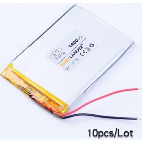 10pcs/Lot 385570 3.7V 1400mAh Polymer Li-ion Battery For MP4 MP5 DVR PSP PDA PAD phone E-book tablet PC Driving recorder